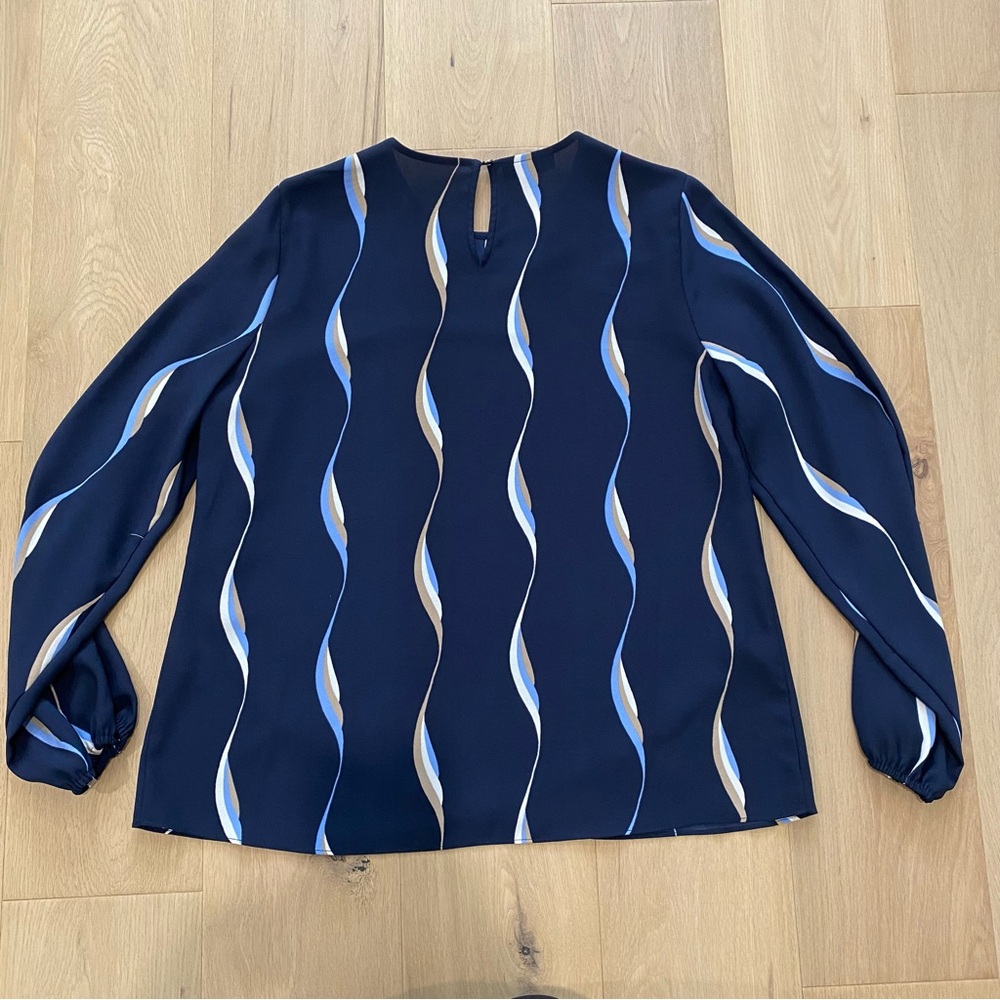 Alfani | Navy Crossover Hem Long Sleeve Blouse NWT - Picture 7 of 12